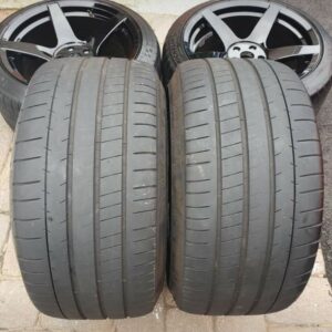Project 6GR Gloss Black 5 Spoke Wheels And Tires For Shelby GT350