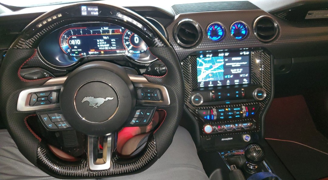 2015-2017 Mustang Carbon Fiber Steering Wheel w/ LED Screen and Shift Lights - Image 13