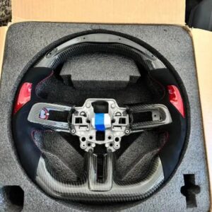Brand new custom carbon fiber steering wheel with red accents